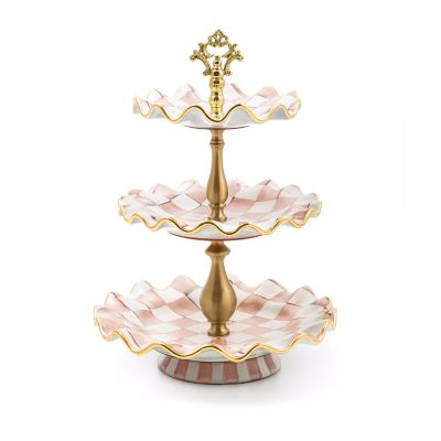 Rosy Check Ceramic Three Tier Sweet Stand mackenzie-childs Panama 0