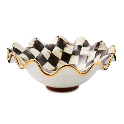 MacKenzie-Childs  Courtly Check Ceramic Fluted Cake Stand