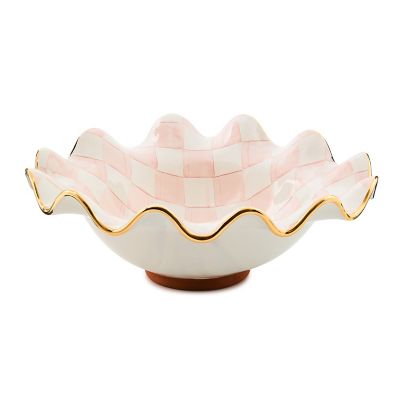 Rosy Check Medium Ceramic Fluted Serving Bowl mackenzie-childs Panama 0