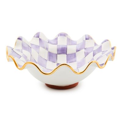 Plum Check Medium Ceramic Fluted Serving Bowl mackenzie-childs Panama 0