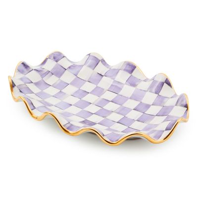 Plum Check Ceramic Serving Platter mackenzie-childs Panama 0