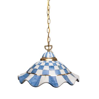 Royal Check Ceramic Fluted Hanging Lamp mackenzie-childs Panama 0