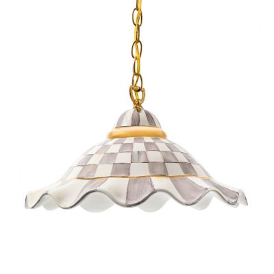 Sterling Check Ceramic Fluted Hanging Lamp