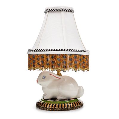 Storied Home 13 in. Off White Resin Rabbit Lamp with Linen Shade