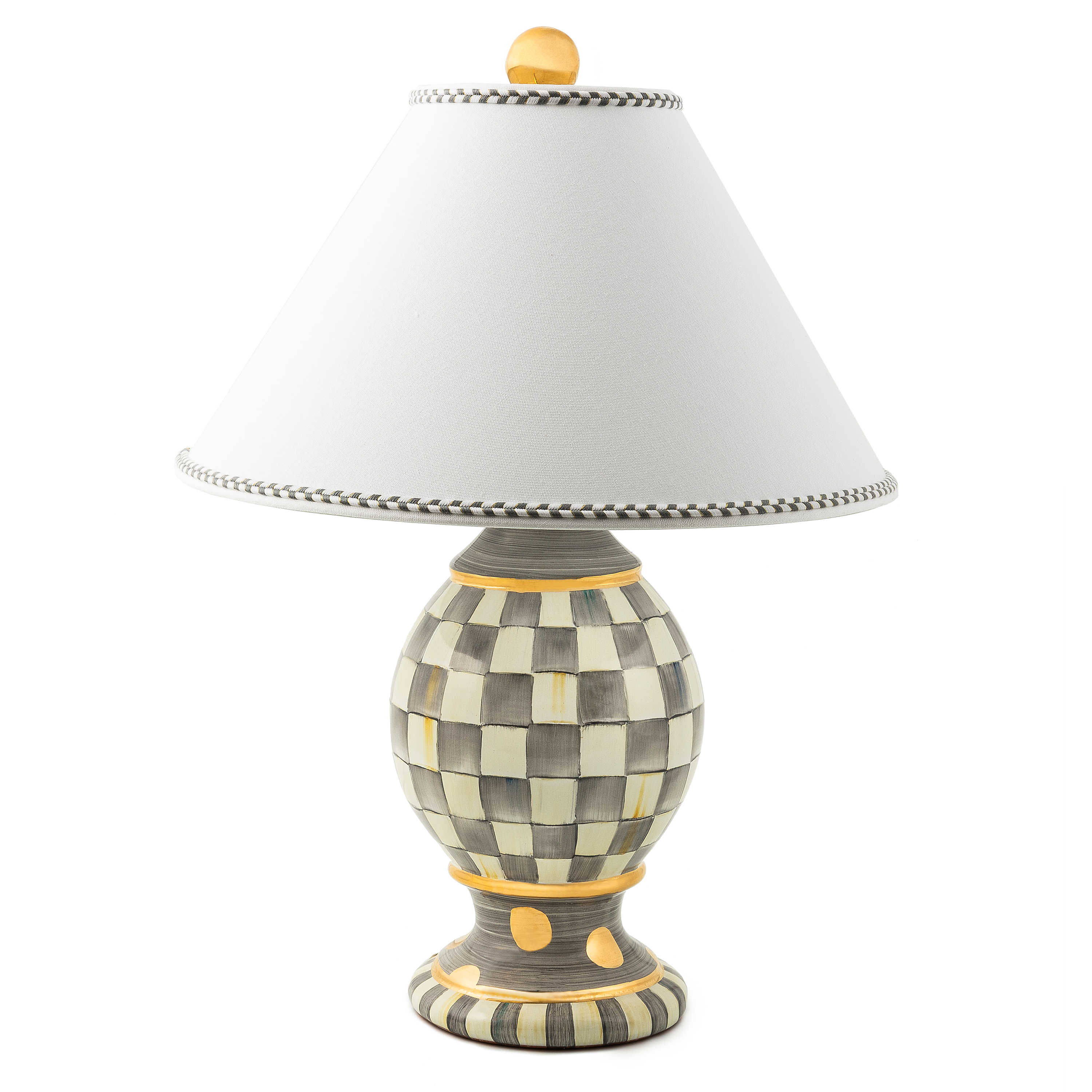 Sterling Check Medium Ceramic Globe Lamp mackenzie-childs Panama 0