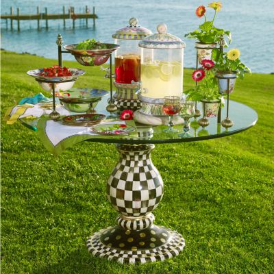 MacKenzie Childs Courtly Check Ceramic Pedestal Table Base