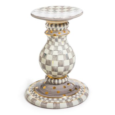 Sterling Check Ceramic Pedestal Table Base mackenzie-childs Panama 0