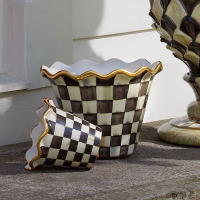 MacKenzie-Childs Blue & White Zig Zag Pot Holders – Set of 2