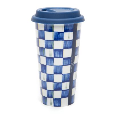 MacKenzie-Childs Royal Check Travel Cup Blue/White