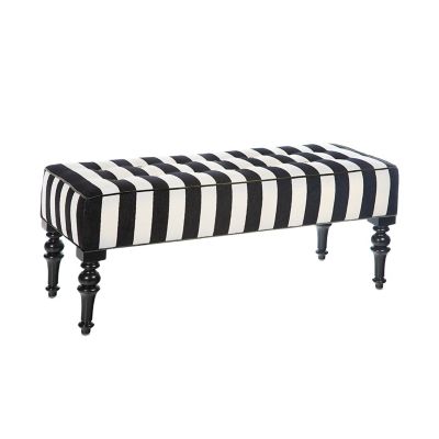 Marquee Black Stripe Chenille Upholstered Bench mackenzie-childs Panama 0