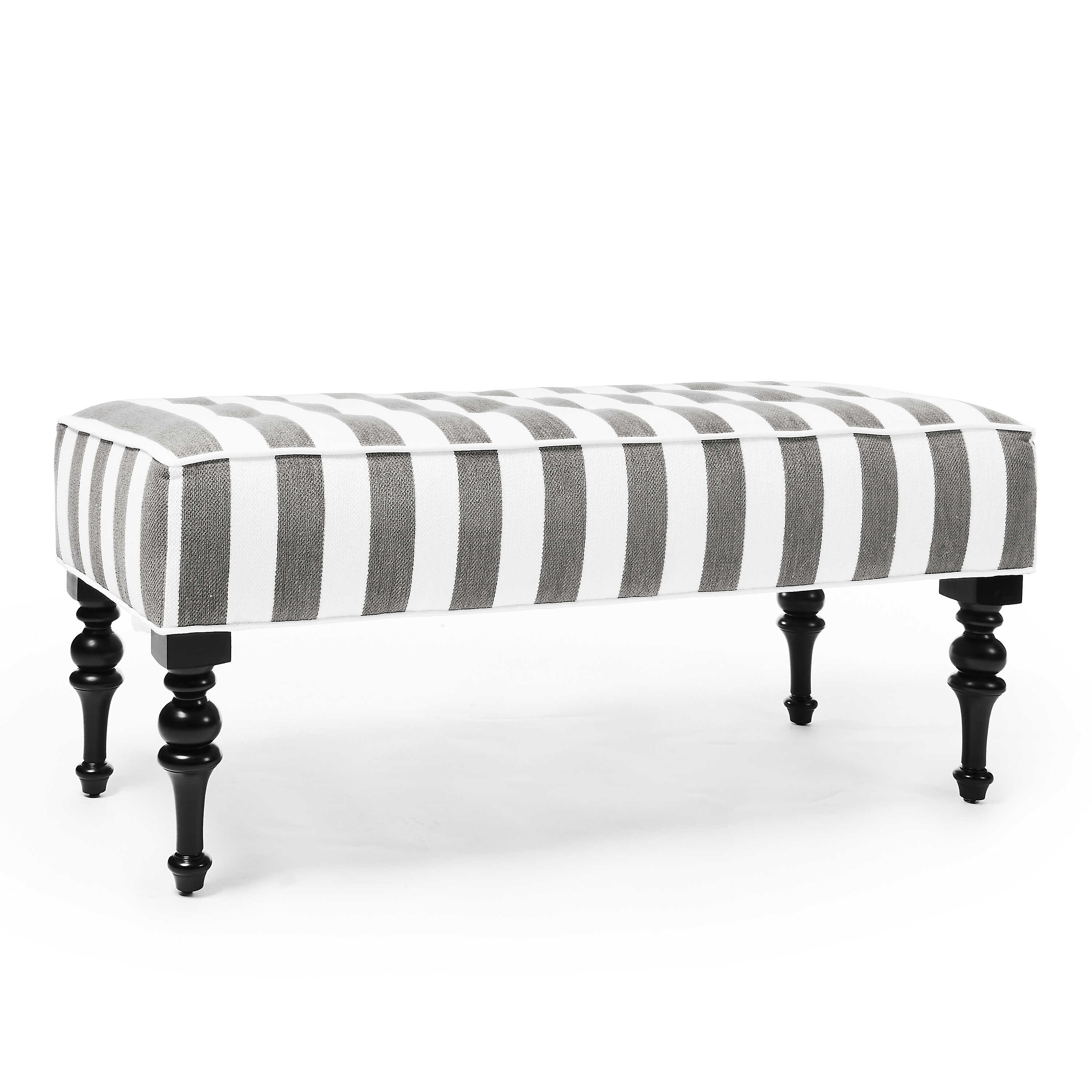 Marquee Grey Stripe Chenille Upholstered Bench mackenzie-childs Panama 0