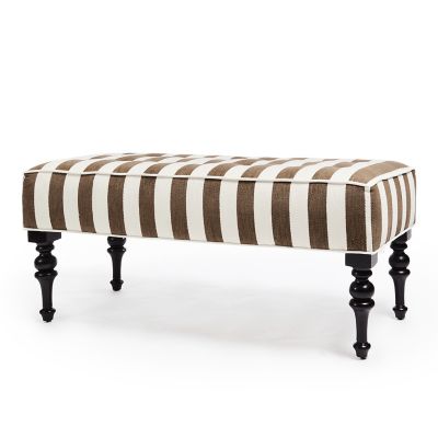 Marquee Brown Stripe Chenille Upholstered Bench mackenzie-childs Panama 0