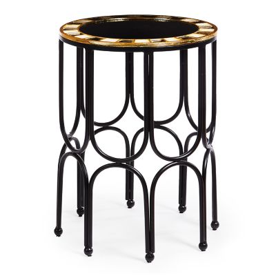 Black Tie Round Accent Table mackenzie-childs Panama 0