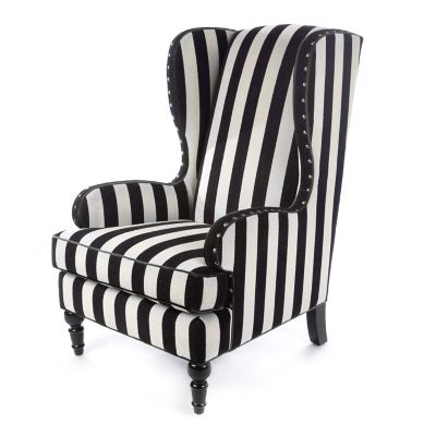 Black and 2025 white wingback chair