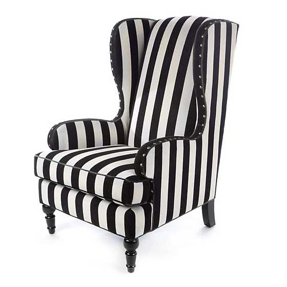 Marquee Wing Chair - Chenille Black Stripe II image two