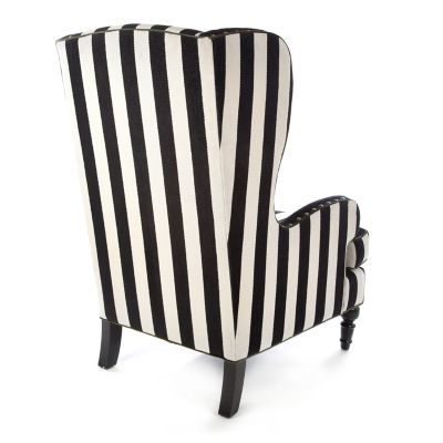 MacKenzie-Childs | Marquee Black Stripe Chenille Wing Chair