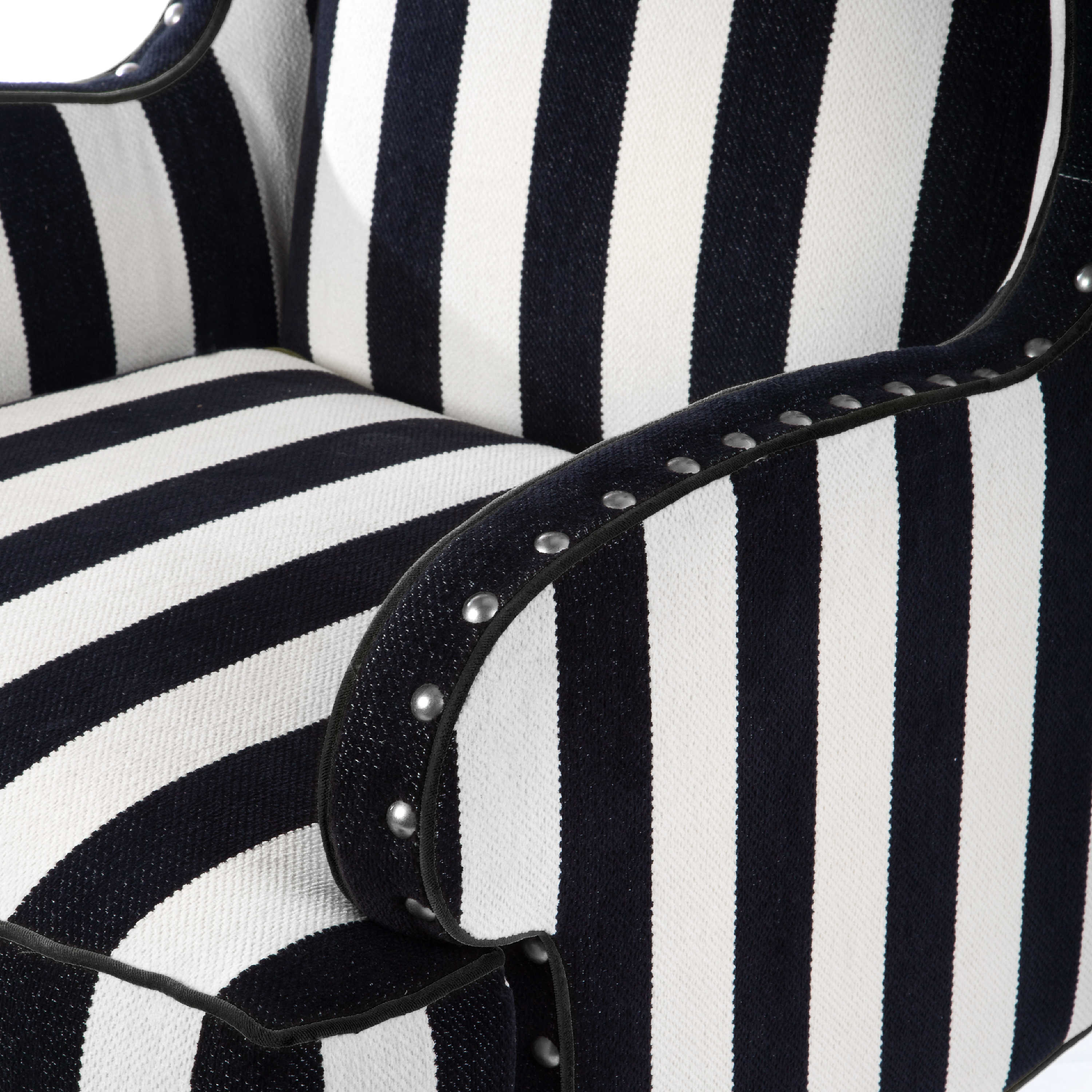 Marquee Black Stripe Chenille Wing Chair mackenzie-childs Panama 3