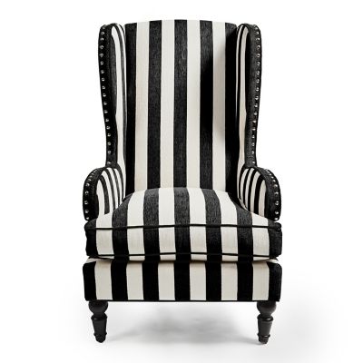 Marquee Black Stripe Chenille Wing Chair mackenzie-childs Panama 0