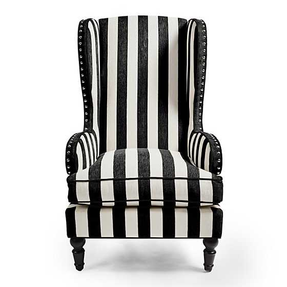 Marquee Black Stripe Chenille Wing Chair