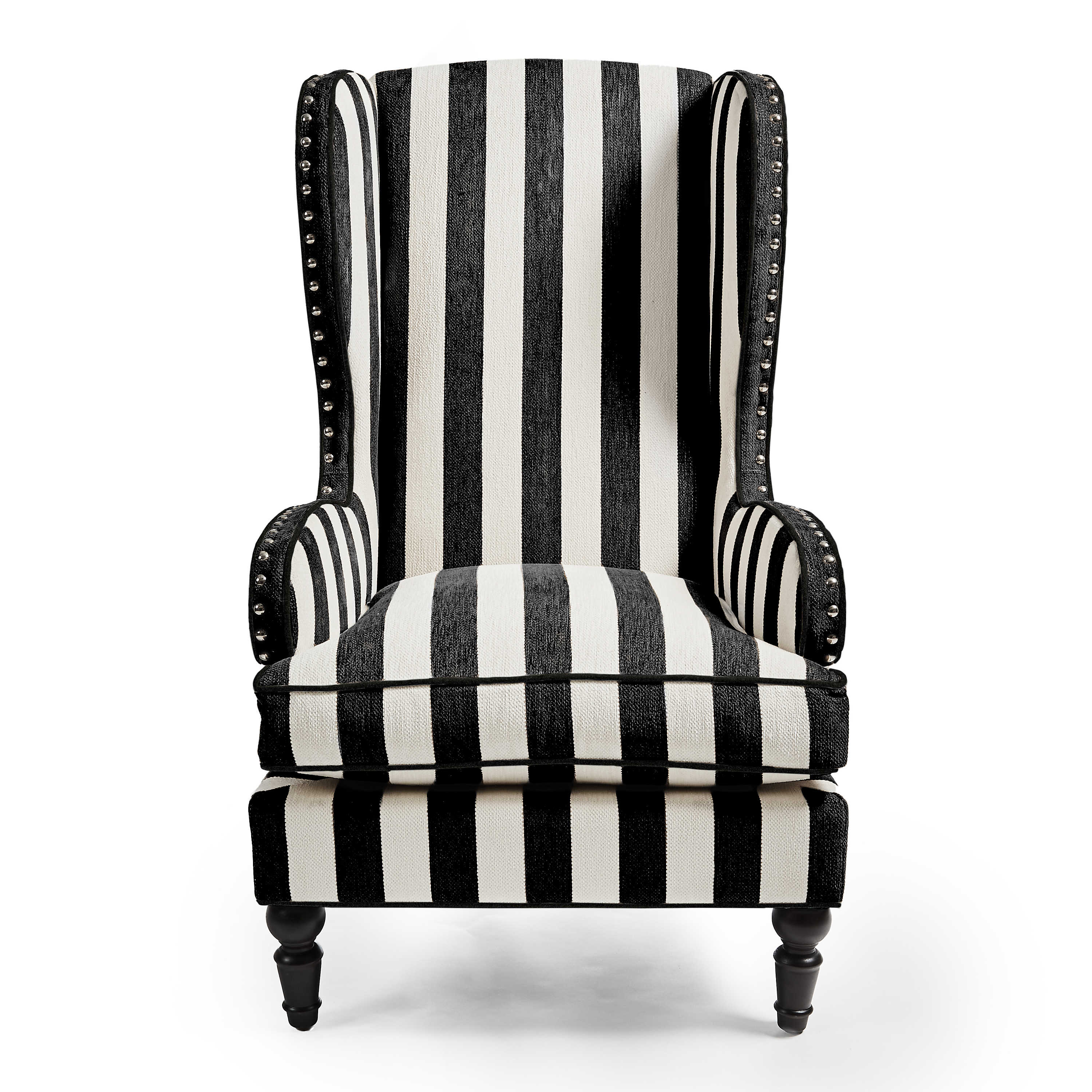 Marquee Black Stripe Chenille Wing Chair mackenzie-childs Panama 0