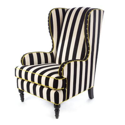 Marquee Wing Chair - Chenille Black Stripe