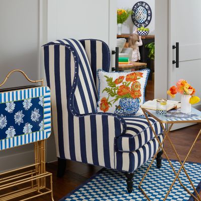 Navy wingback online armchair