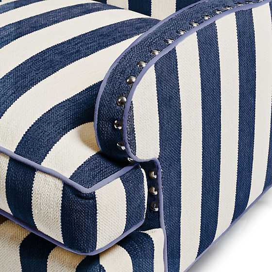Marquee Wing Chair - Chenille Navy Stripe image three