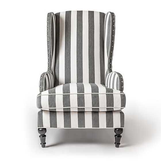 Marquee Grey Stripe Chenille Wing Chair