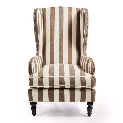 Marquee Brown Stripe Chenille Wing Chair mackenzie-childs Panama 0