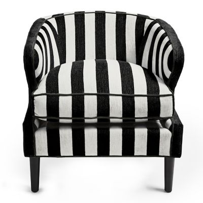 MacKenzie Childs Marquee Black Stripe Chenille Accent Chair