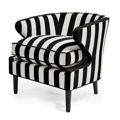 Marquee Black Stripe Chenille Accent Chair mackenzie-childs Panama 0
