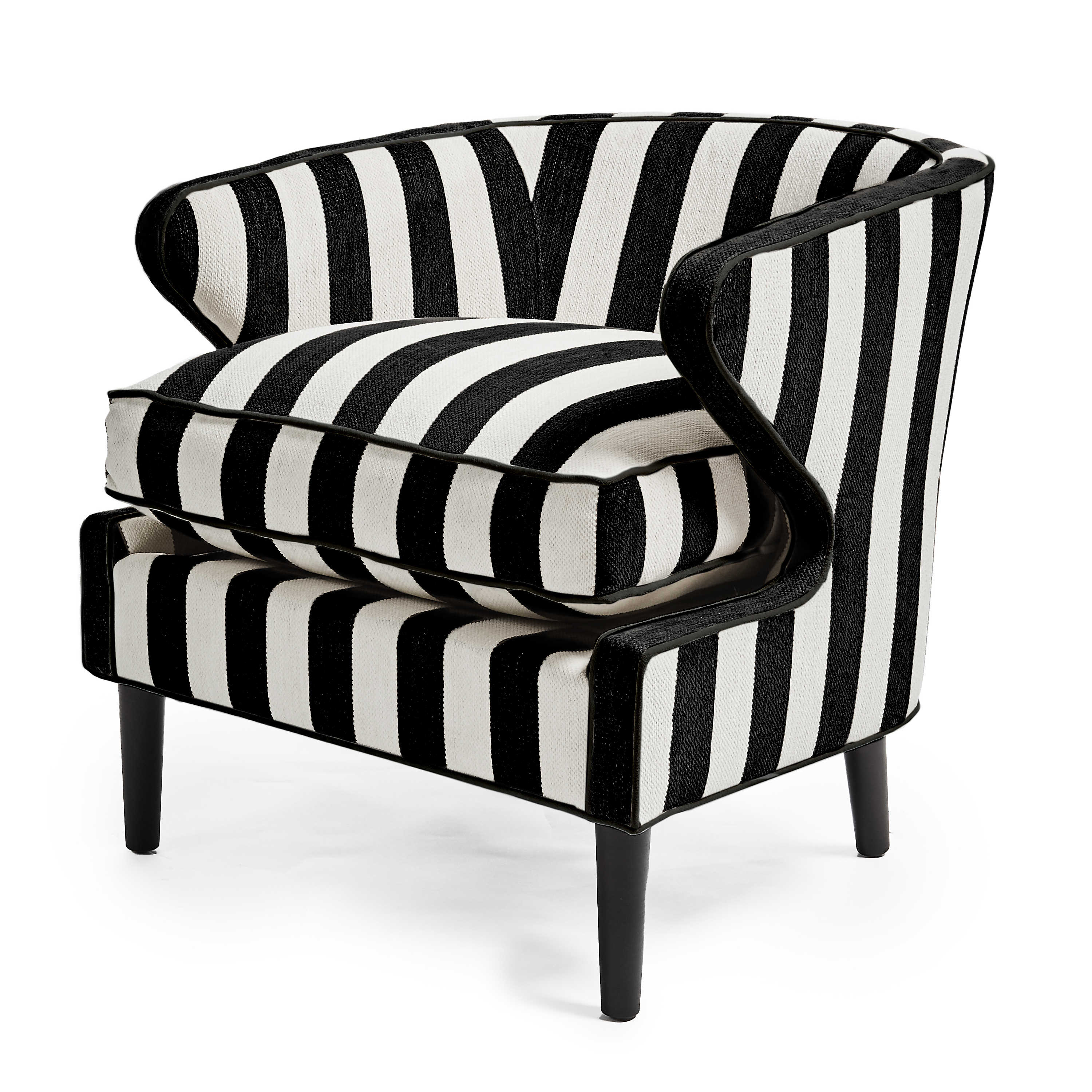 Marquee Accent Chair - Chenille Black Stripe II mackenzie-childs Panama 0