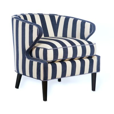 MacKenzie Childs Marquee Navy Stripe Chenille Accent Chair