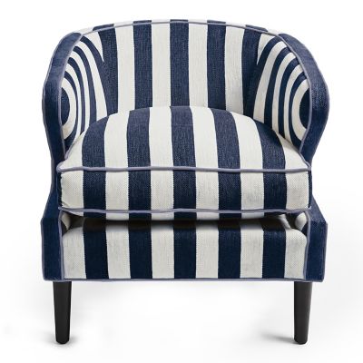 MacKenzie Childs Marquee Navy Stripe Chenille Accent Chair