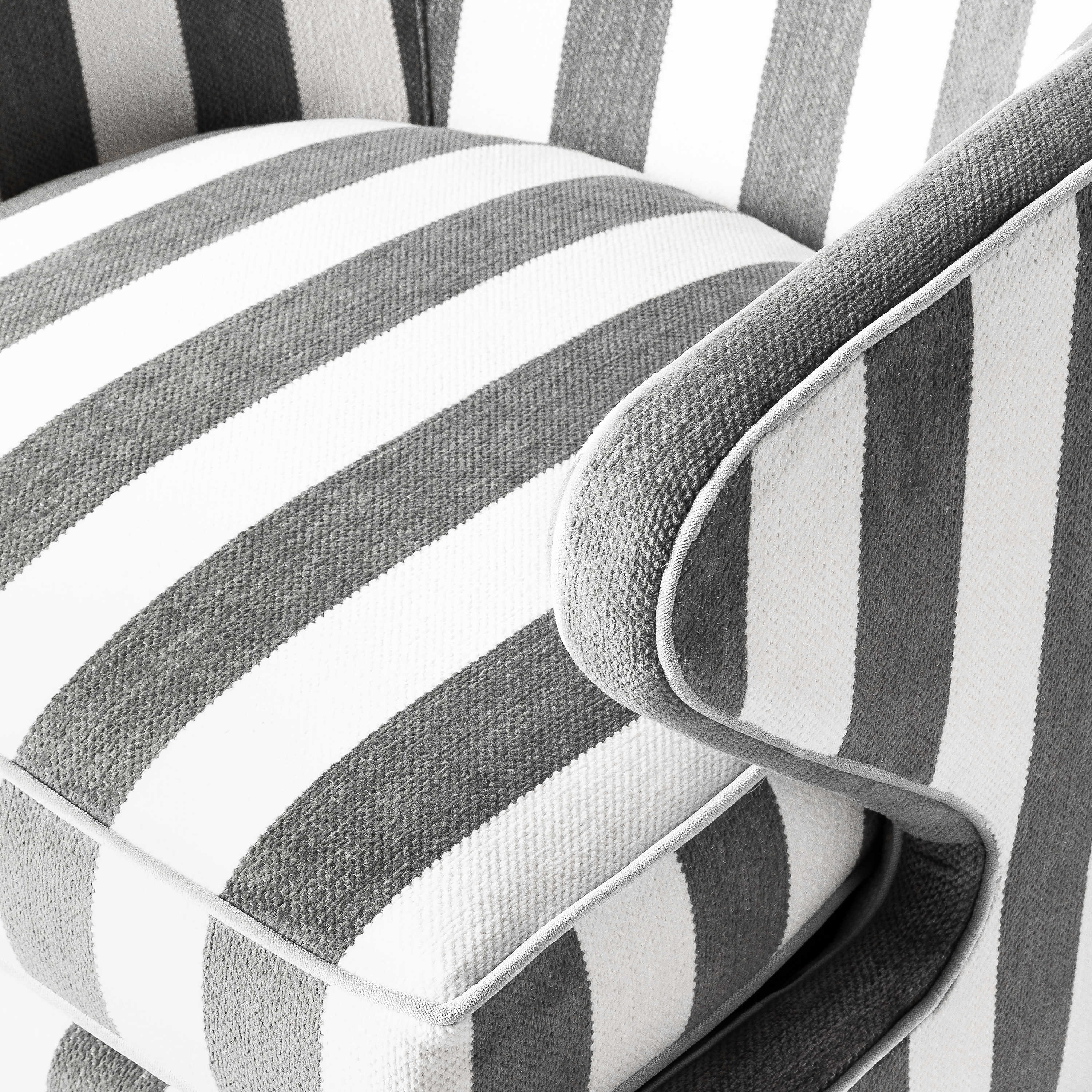 Marquee Grey Stripe Chenille Accent Chair mackenzie-childs Panama 6