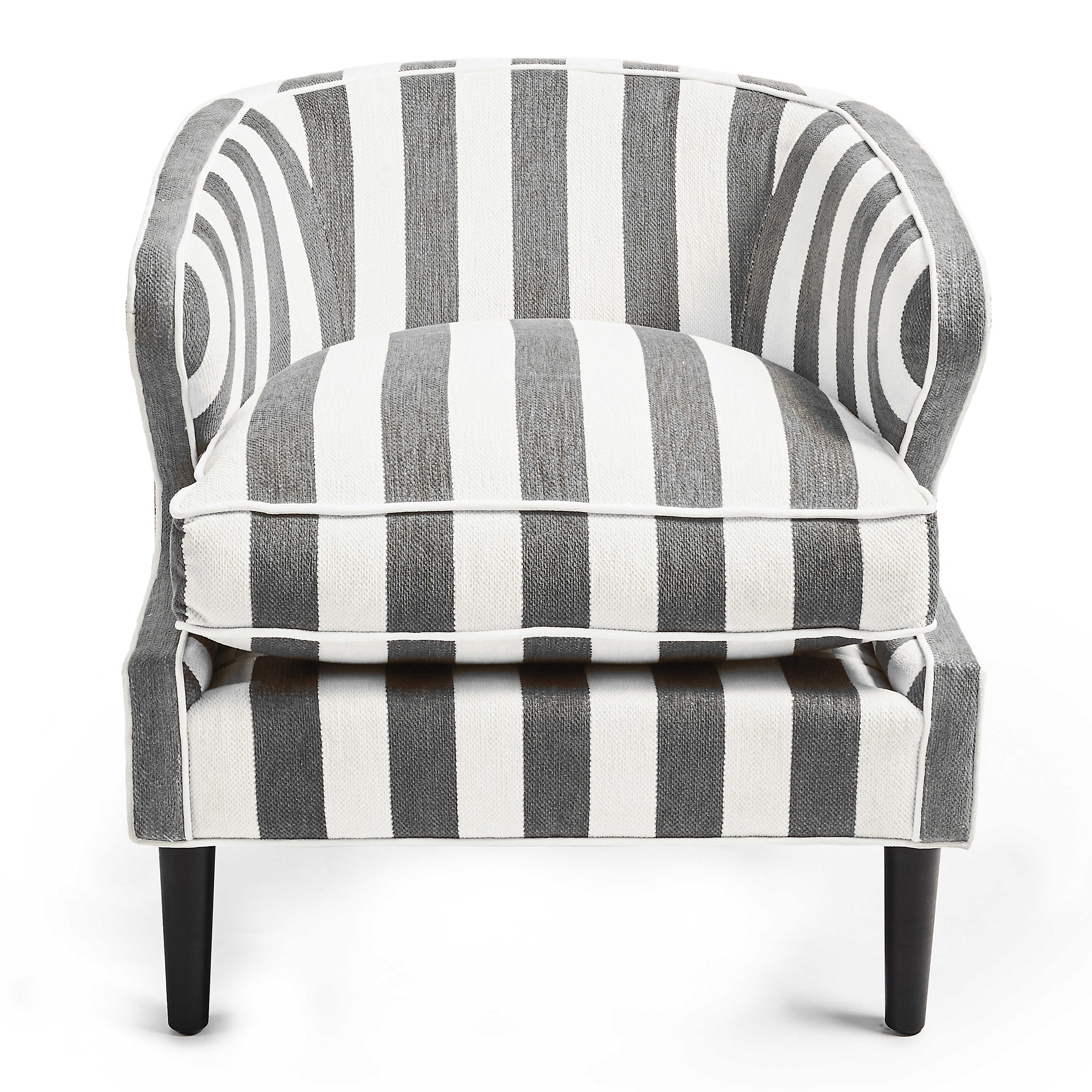 Marquee Grey Stripe Chenille Accent Chair mackenzie-childs Panama 5