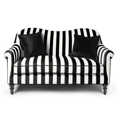 Marquee Black Stripe Chenille Loveseat mackenzie-childs Panama 0