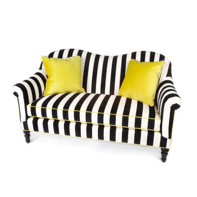 Marquee Loveseat - Chenille Black Stripe mackenzie-childs Panama 0