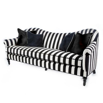 MacKenzie Childs Marquee Black Stripe Chenille Sofa