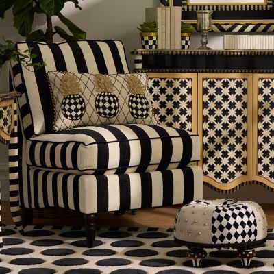 Black and White Striped Accent Chair 