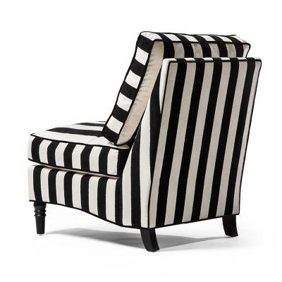 MacKenzie Childs Marquee Black Stripe Chenille Armless Chair