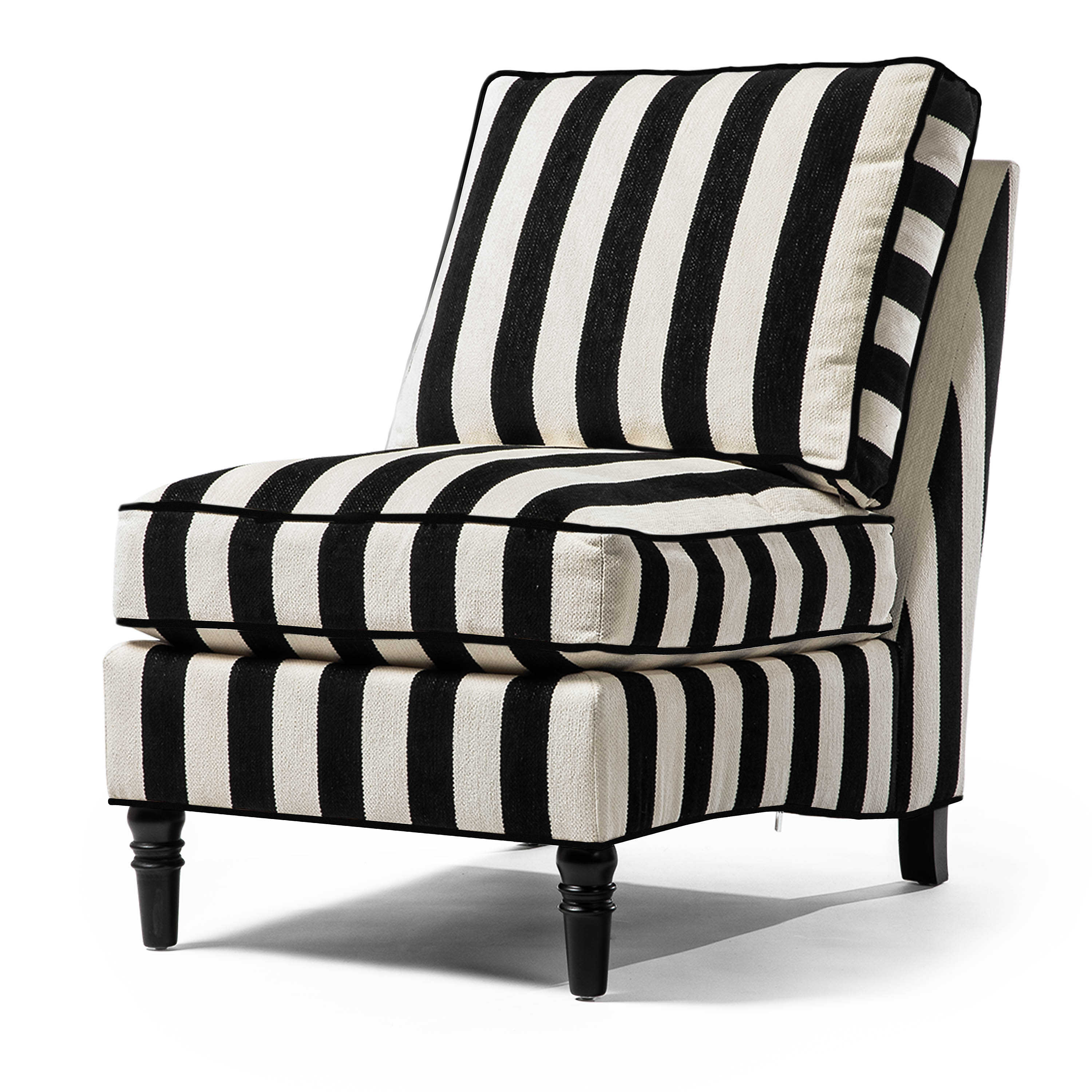 Marquee Black Stripe Chenille Armless Chair mackenzie-childs Panama 0