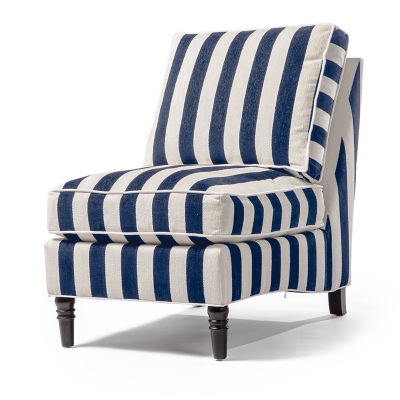 Marquee Navy Stripe Chenille Armless Chair mackenzie-childs Panama 0