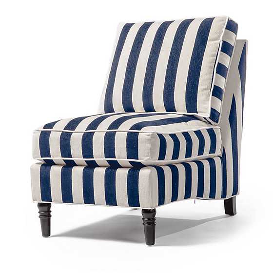 Marquee Navy Stripe Chenille Armless Chair