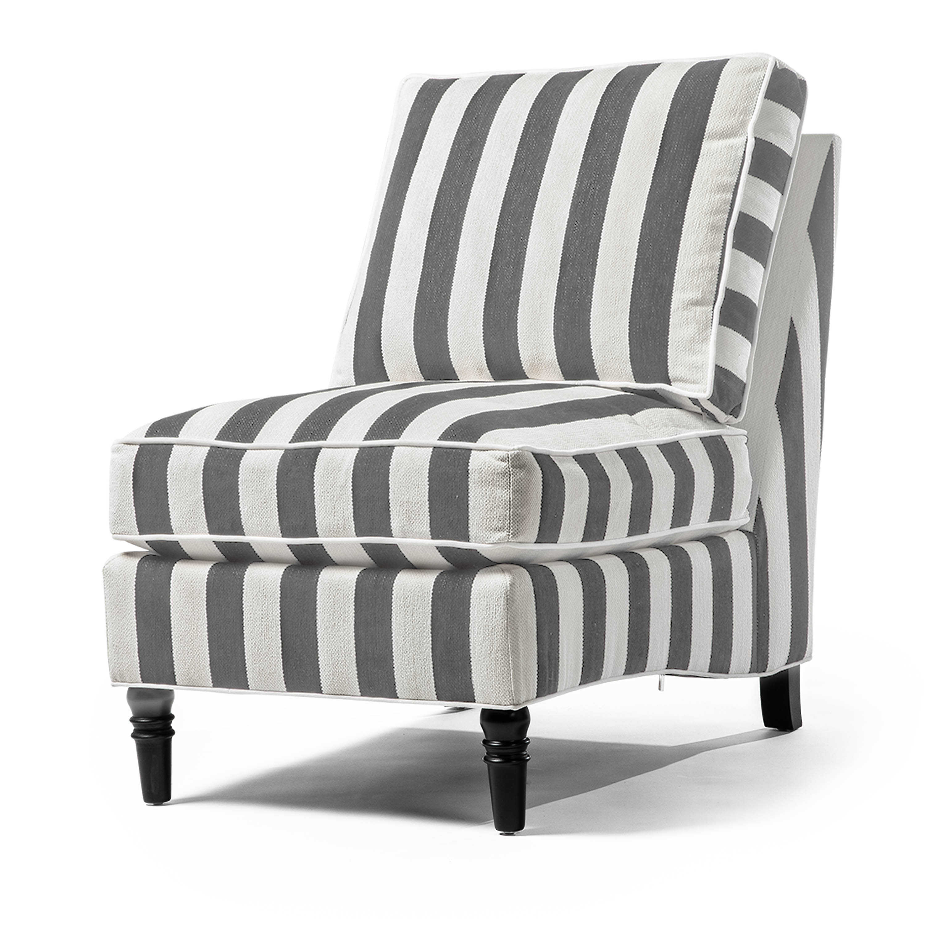 Marquee Grey Stripe Chenille Armless Chair mackenzie-childs Panama 0