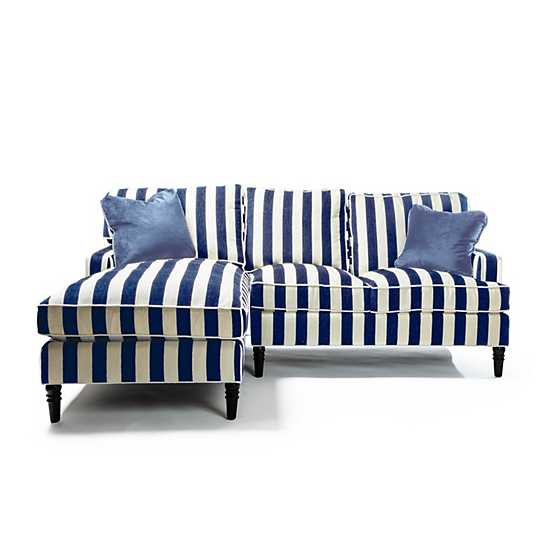 Marquee Navy Stripe 2-Piece Left Arm Chaise Sectional image two