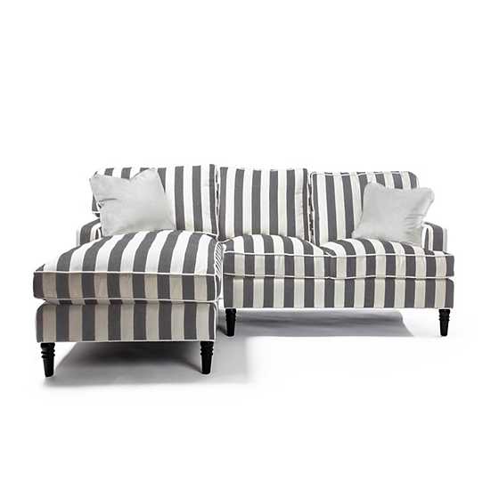 Marquee Grey Stripe 2-Piece Left Arm Chaise Sectional