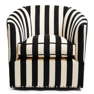 Marquee Black Stripe Chenille Swivel Chair mackenzie-childs Panama 0