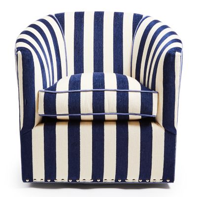 Marquee Navy Stripe Chenille Swivel Chair mackenzie-childs Panama 0