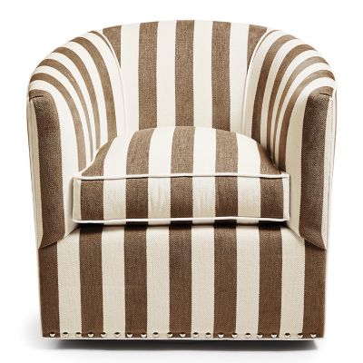 Marquee Brown Stripe Chenille Swivel Chair mackenzie-childs Panama 0